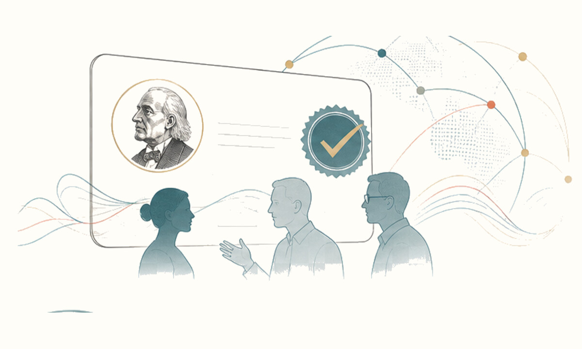 Professional illustration of an ISP membership card and research community